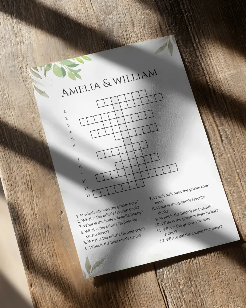 Funny wedding game – quick and unique crossword puzzle for guests